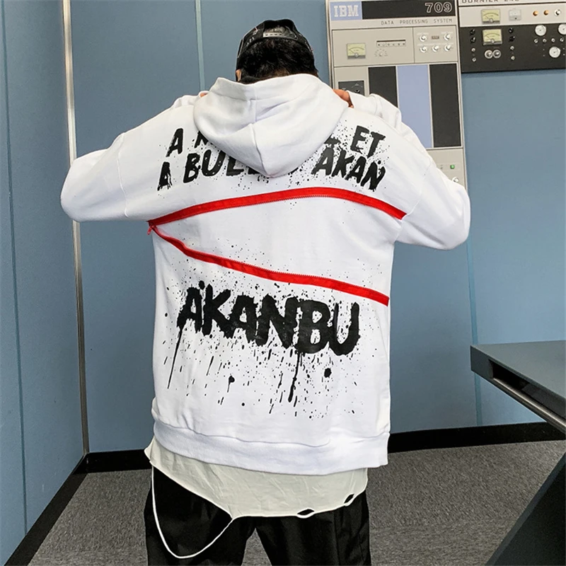 Буквы граффити мужские толстовки с принтом Harajuku свитер с капюшоном уличная мода хип хоп повседневные топы Мужские WG572