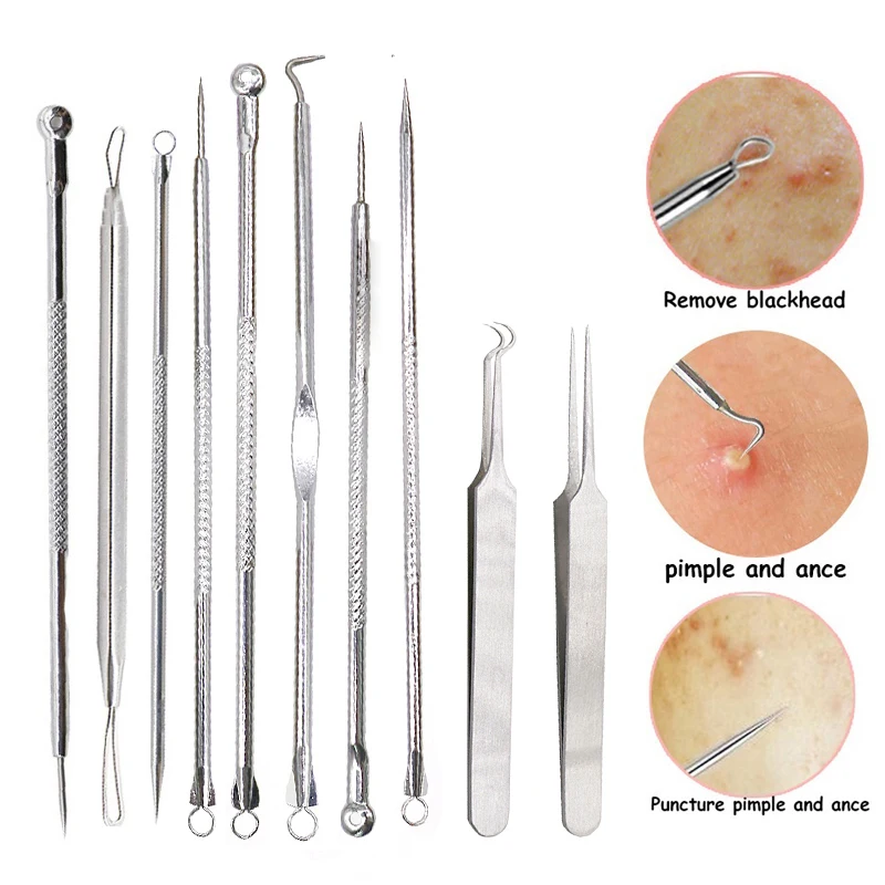 

Blackhead Remover Needles Tool Squeezing Acne Extractor Spoon Tools Face Care Comedone Pore Cleaner Black Dot Pimple Treatment