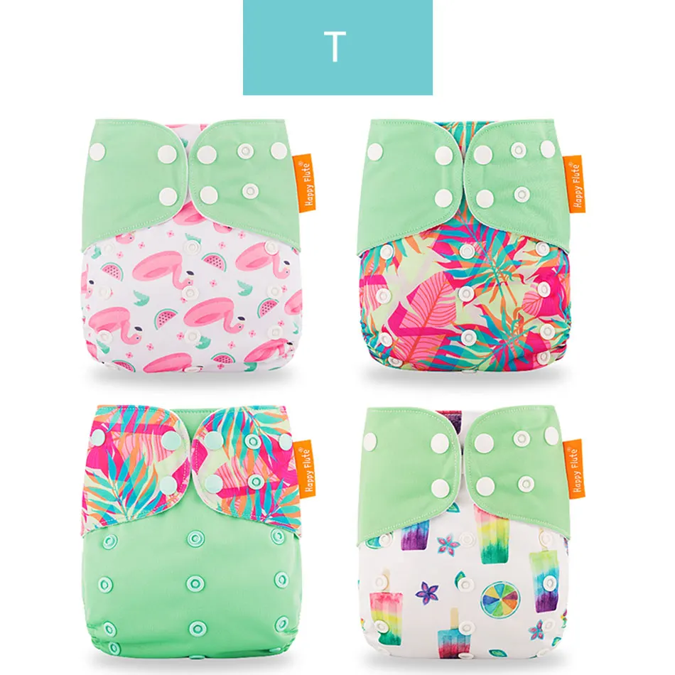 T only diaper Happyflute 4 шт./компл. моющиеся Экологичная ткань с ромбовидным узором регулируемые подгузники многоразовые подгузники из ткани тканевые подгузники подходит на Возраст 3-15 кг для малышей - Цвет: T only diaper