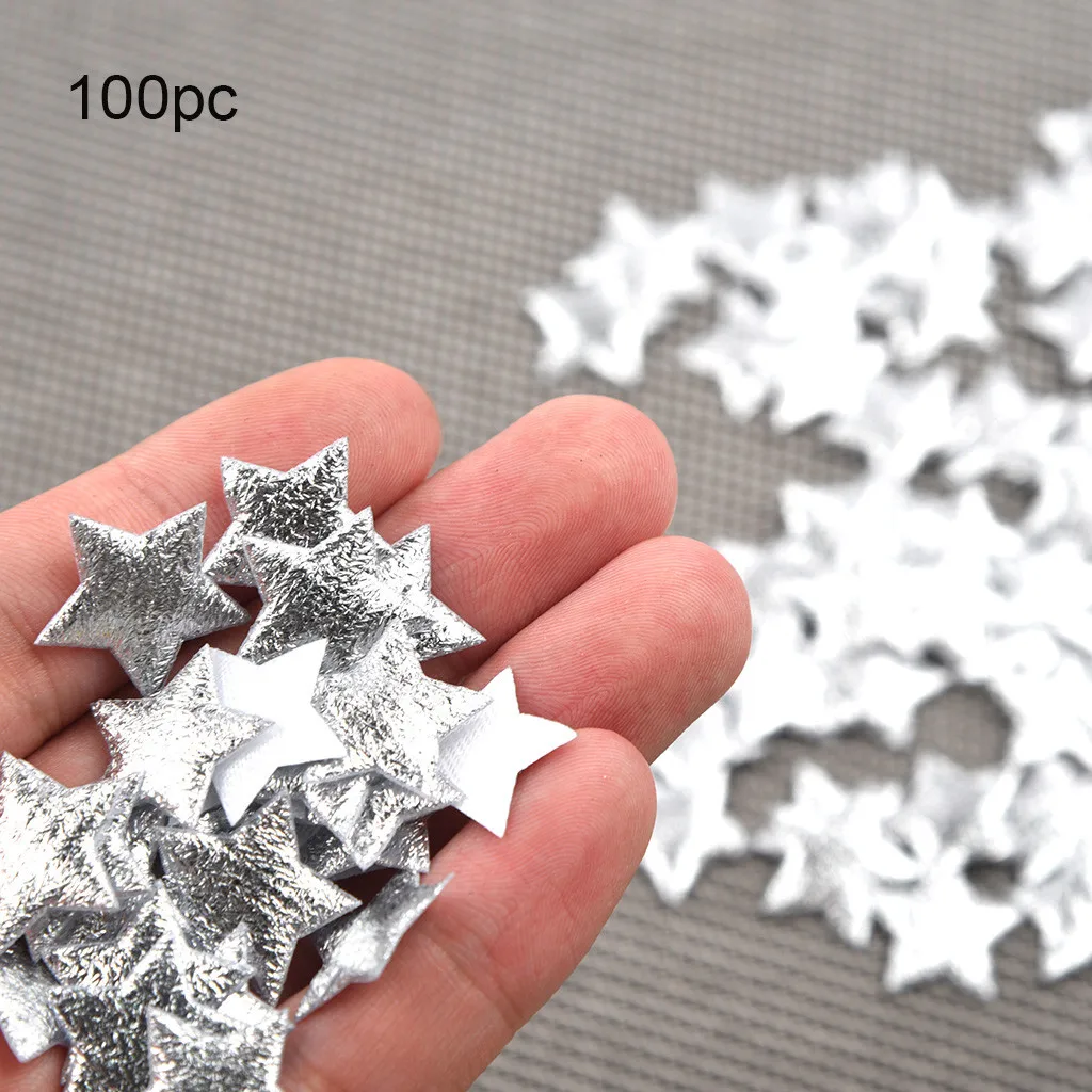 100PCS Gold Silver Cloth Christmas Star Confetti 2cm Living Room Decor Navidad Ornament Xmas Party DIY Crafts Accessories christmas ornaments