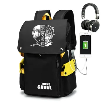 

Kaneki Ken Tokyo Ghoul USB Port Backpack Student School Bags Satchel Laptop Rucksack Teenager Travel Knapsack Gift Mochila