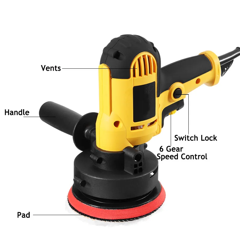 

220V 700W Waxing Polishing Machine Angle Grinder For Polishing Metal Furniture Adjustable-speed 125MM Pad With Wrench