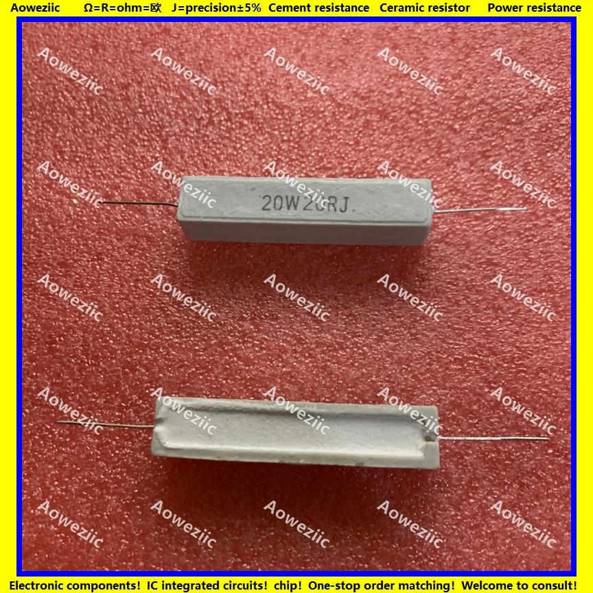 

10Pcs RX27 Horizontal cement resistor 20W 20 ohm 20W 20R 20RJ 20W20RJ 20ohm Ceramic Resistance precision 5% Power resistance