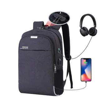 

Men Women Anti-theft Backpack Business Laptop Bag USB charging Multifunctional Leisure Solid Color Backpack