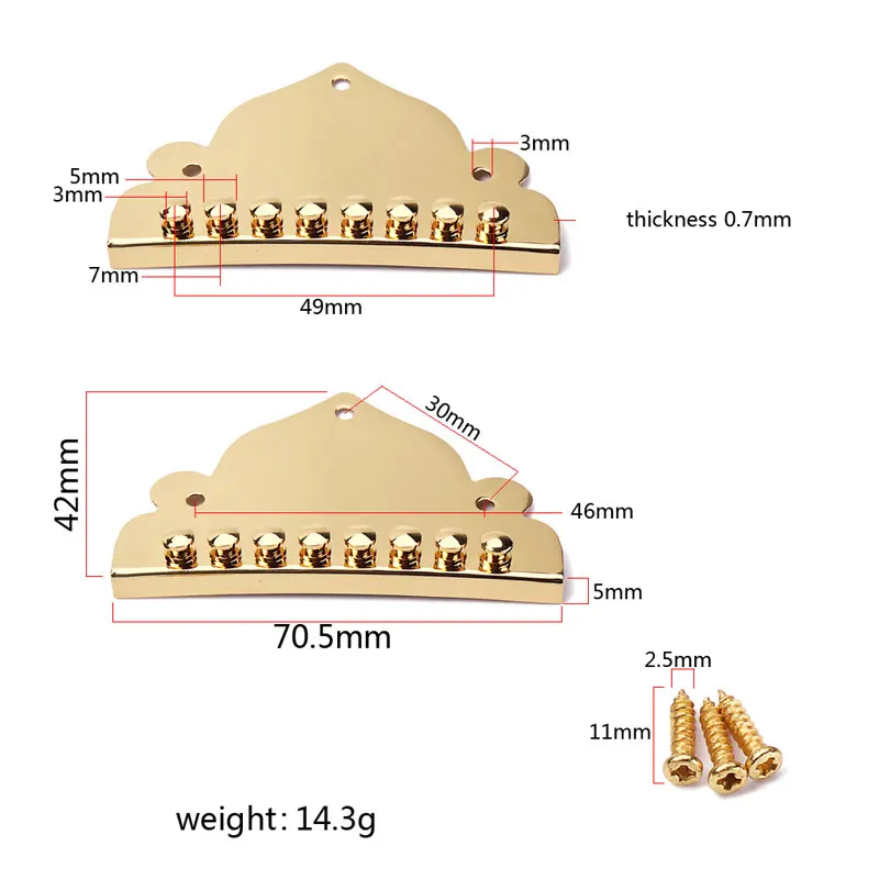 High Quality Mandolin Gold Tailpiece 8 String Tail Piece Replacement Parts