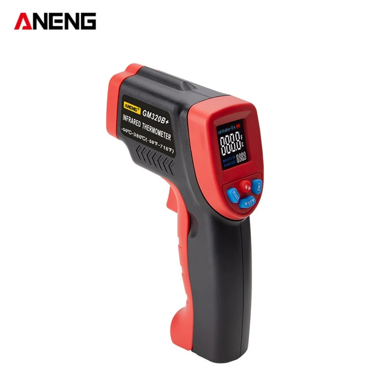 

ANENG GM550B+ GM320B+ 320C to 550C VA Color Screen Infrared Digital Thermometer Adjustable Emissivity Black/Red