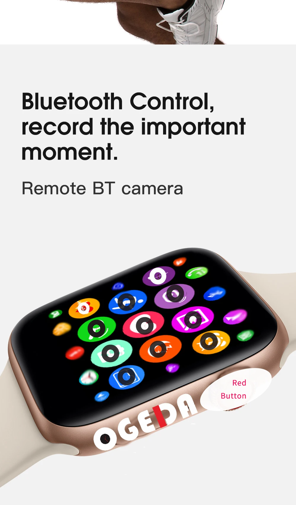 Смарт-часы серии 4 Смарт-часы чехол для Apple IPhone Android смарт-телефон монитор сердечного ритма педометр(красная кнопка) IWO8/W54