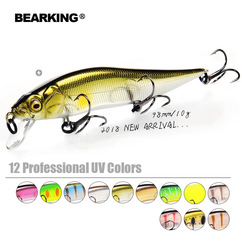 hot Bearking perfect action 12different colors fishing lures,98mm/10g, sp minnow 12 different colorful color,free shipping