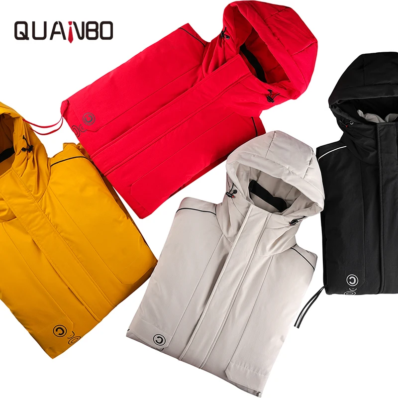 

White Long Down Jacket 2019 New Winter Thick Warm Men Men Down Jacket 90% White Duck Down Jacket Fashion Hooded Casual Coat