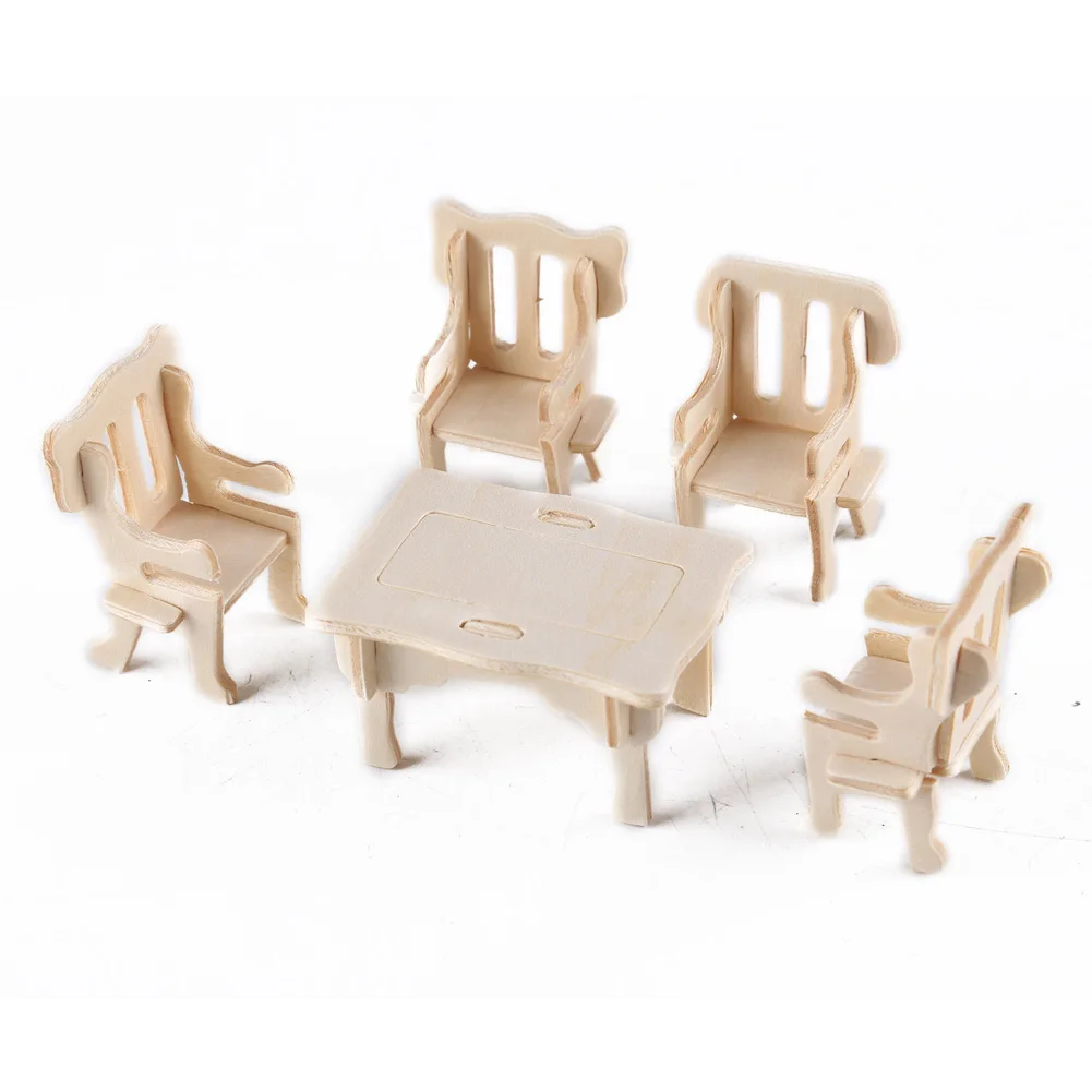 34 шт./компл. мини-модель мебели старинные игрушки подарки DIY 3D дети деревянный дом