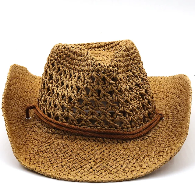 Western Cowboy Hat Men Panama Outdoor 2021 Summer Beach Cap Women Sombrero Vaquero Hombre Chapeu Wide brim Men's Straw Sun Hat 2