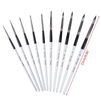 

10 Pcs Nylon Hair Artist Paint Brush Round Point Tip Set Tool Long Handle Supply