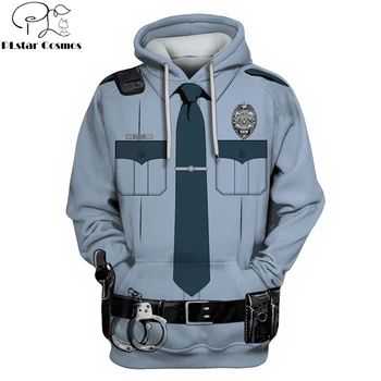 

2019 New Fashion Men hoodies Uniform Of Police costume Printed 3d Hooded Sweatshirt Unisex Cosplay streetwear sudadera hombre
