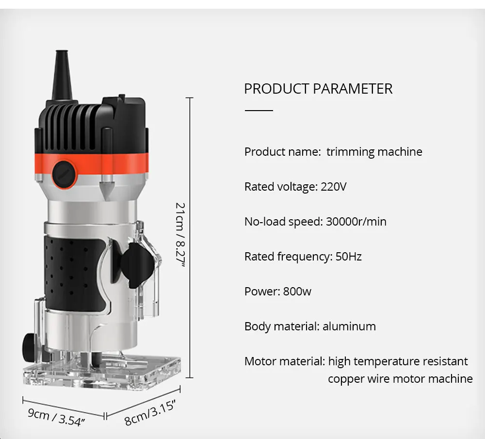 800w 30000rpm Wood Router Tool Combo Kit Electric Woodworking Machines Power Carpentry Manual Trimmer Tools With Milling Cutter