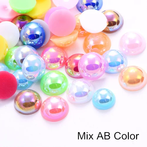 Mix Color 8 размеров 15AB цвета имитация жемчуга полукруглый жемчуг плоские бусины жемчуга использовать для украшения ногтей DIY B0566 - Цвет: Mix Color