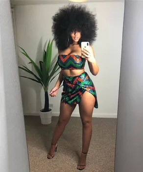

Women Sexy Two Piece Set Color Block Wave Sequins Strapless Crop Tops Suits Chic Ladies Asymmetric Split Short Skirt Streetwear