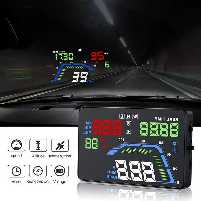 Q7 Авто HUD 5 &quotмногоцветный gps дисплей спидометры превышение Предупреждение