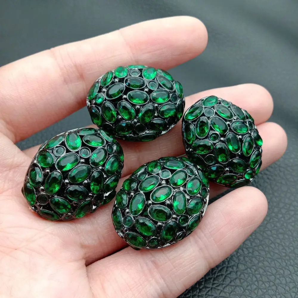 

4pcs 20x26mm golden plated Cz micro pave hollow Oval loose beads for jewelry making