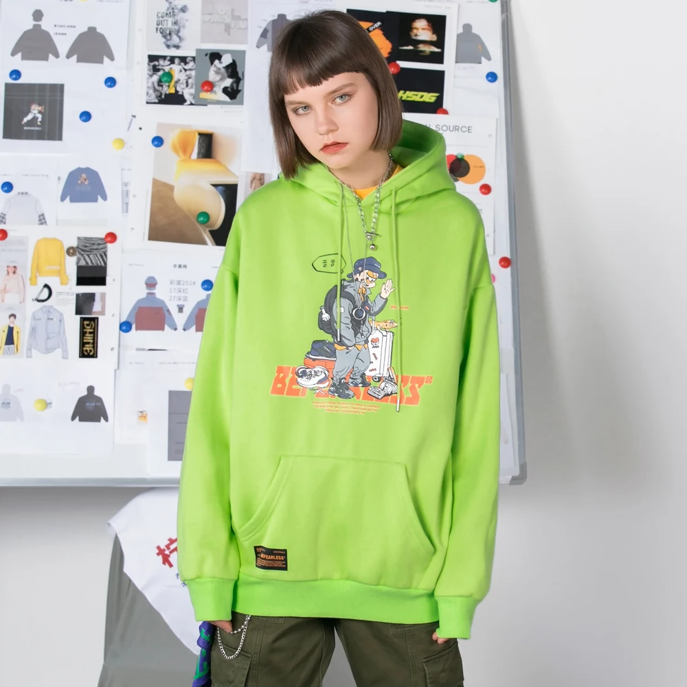 OSCN7 High Street печати флисовая толстовка женщина осень уличная плюс бархатные толстовки оверсайз женщины 8033A