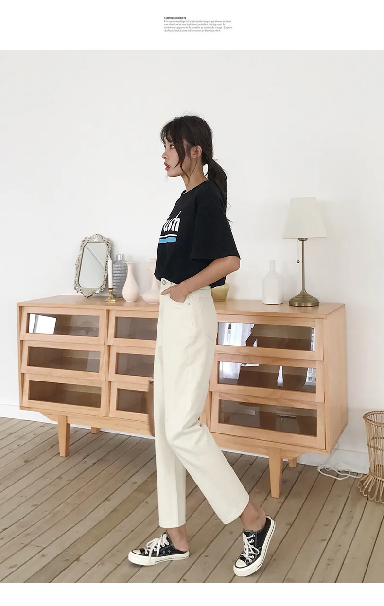 Women Winter Harem Jeans Fashion High Waist Plus Velvet Loose Vintage Beige Denim Pant Thick Warm Boyfriend Jeans For Women