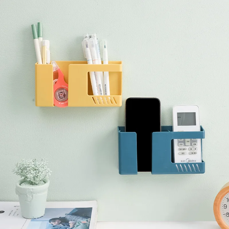 Storage Box Jewelry Organizer Mobile Phone Remote Control Wall Rack Punch-free Seamless Hanging