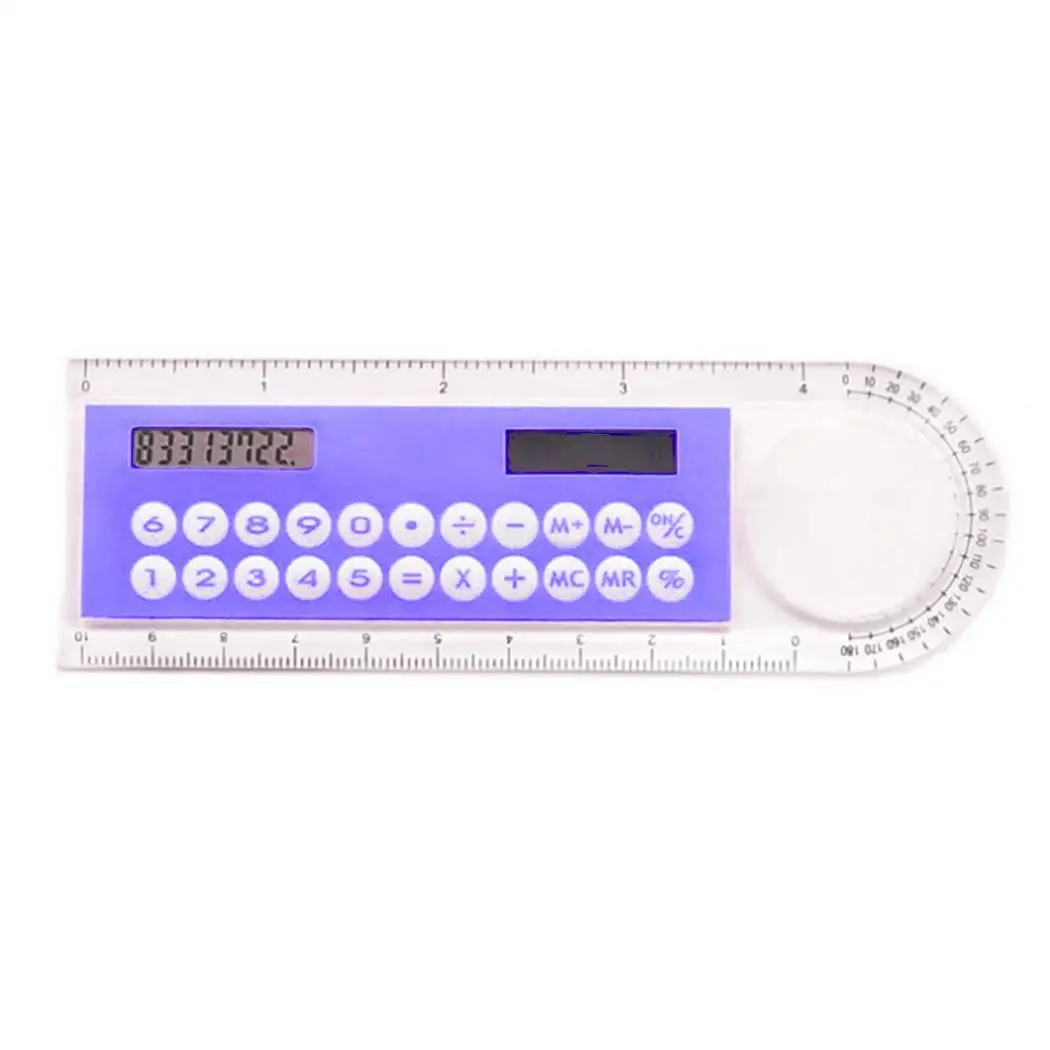 PU High Quality Solar Mini Calculator Magnifier Multifunction 10cm Ultra-thin Ruler Calculadora Office Supplies - Цвет: PU