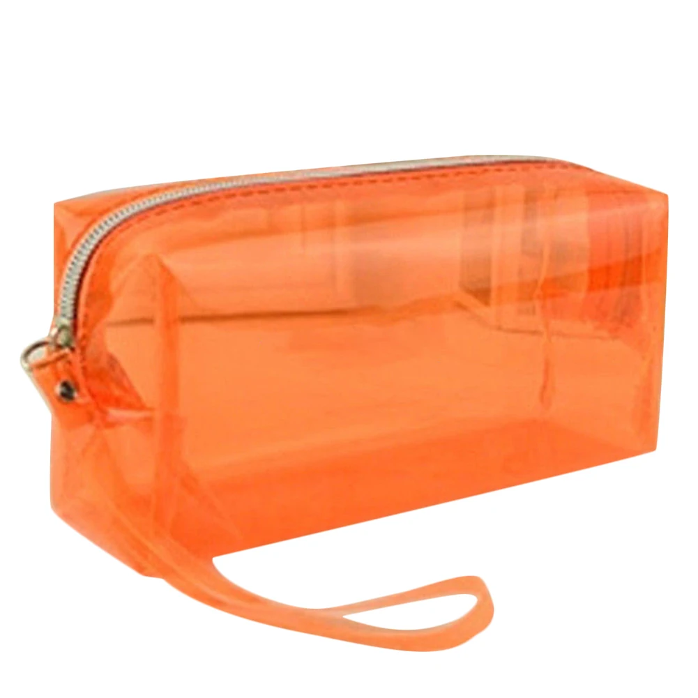 Прозрачный мешочек канцелярские принадлежности на молнии косметический карандаш для хранения различных цветов - Цвет: Оранжевый