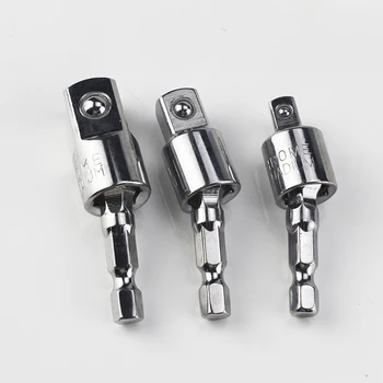 

3Pcs Kit 360 Degree Electric Drill Bit Wrench Socket Adapter Extension Tool Set