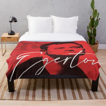 

Taron Egerton Awesome Merch in Red Engraved Throw Blanket Soft Sherpa Blanket Bed Sheet Single Knee Blanket Office Nap Blanket