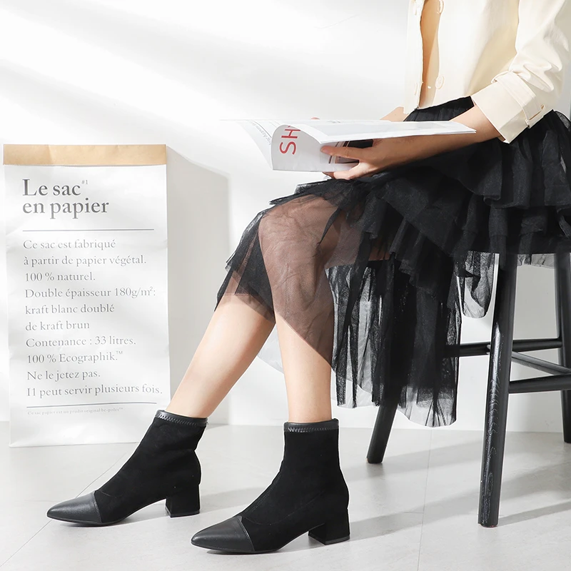 Botines Mujer коллекция 2019 года зимние ботинки женские Модные осенние из флока на меху
