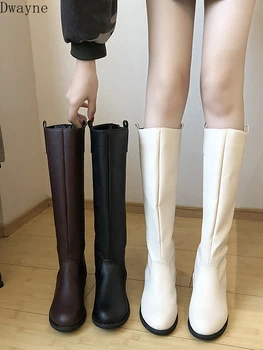 2019 new Martin boots autumn and winter British wind wild women #8217 s boots high boots spring and autumn elastic boots tanie i dobre opinie Dwayne Knee-High Fits true to size take your normal size Round Toe Spring Autumn Slip-On Solid Flat with Riding Equestrian