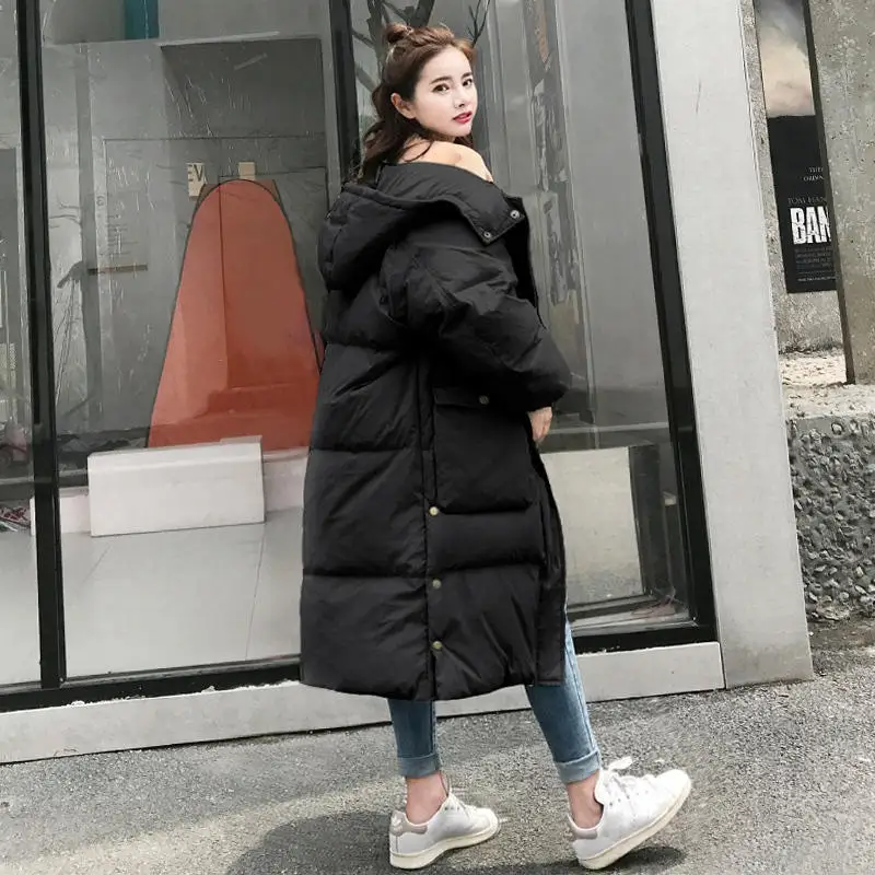 Black parka Осенне-зимняя куртка, Женское пальто, парки, свободные, плюс размер, пуховик, хлопок, женский жакет в стиле кэжуал, теплая утепленная куртка, женская одежда, Q1873 - Цвет: Black parka