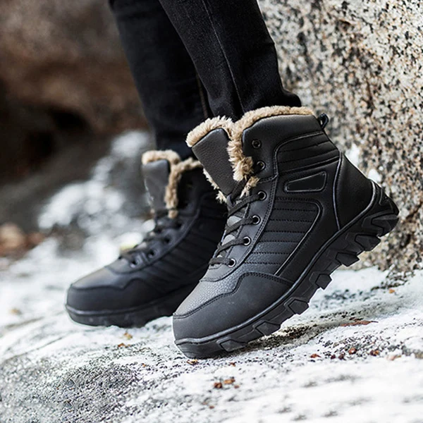 New Arrival Men PU Leather Sport Winter Boots Warm Shoes Thicken Soft Anti-slip for Outdoor