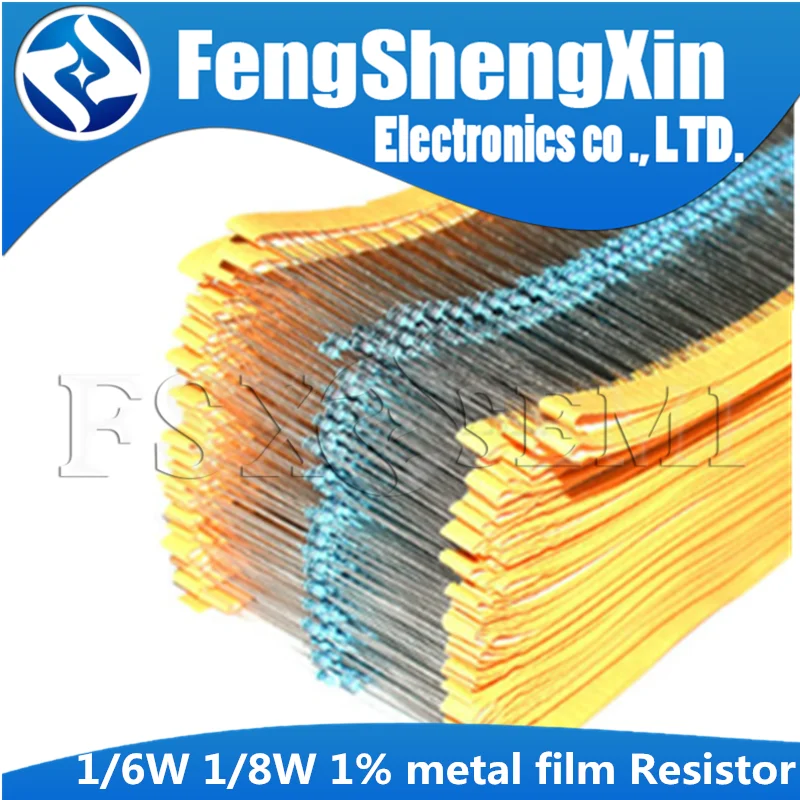 100pcs 1/6w 1/8w 1% Metal film Resistor 1R-1M metal film resistor,metal film resistors