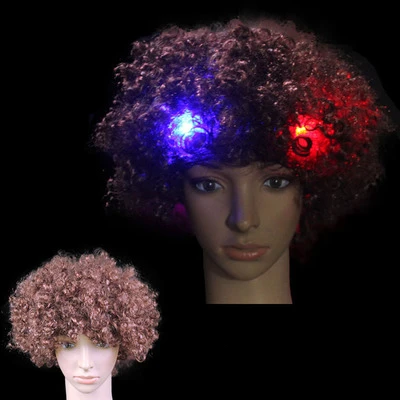 Наряды взрывные стили светодиодные парики вьющиеся волосы футбольные вентиляторы вечерние головные уборы украшения для дня рождения карнавал Рождество - Цвет: J