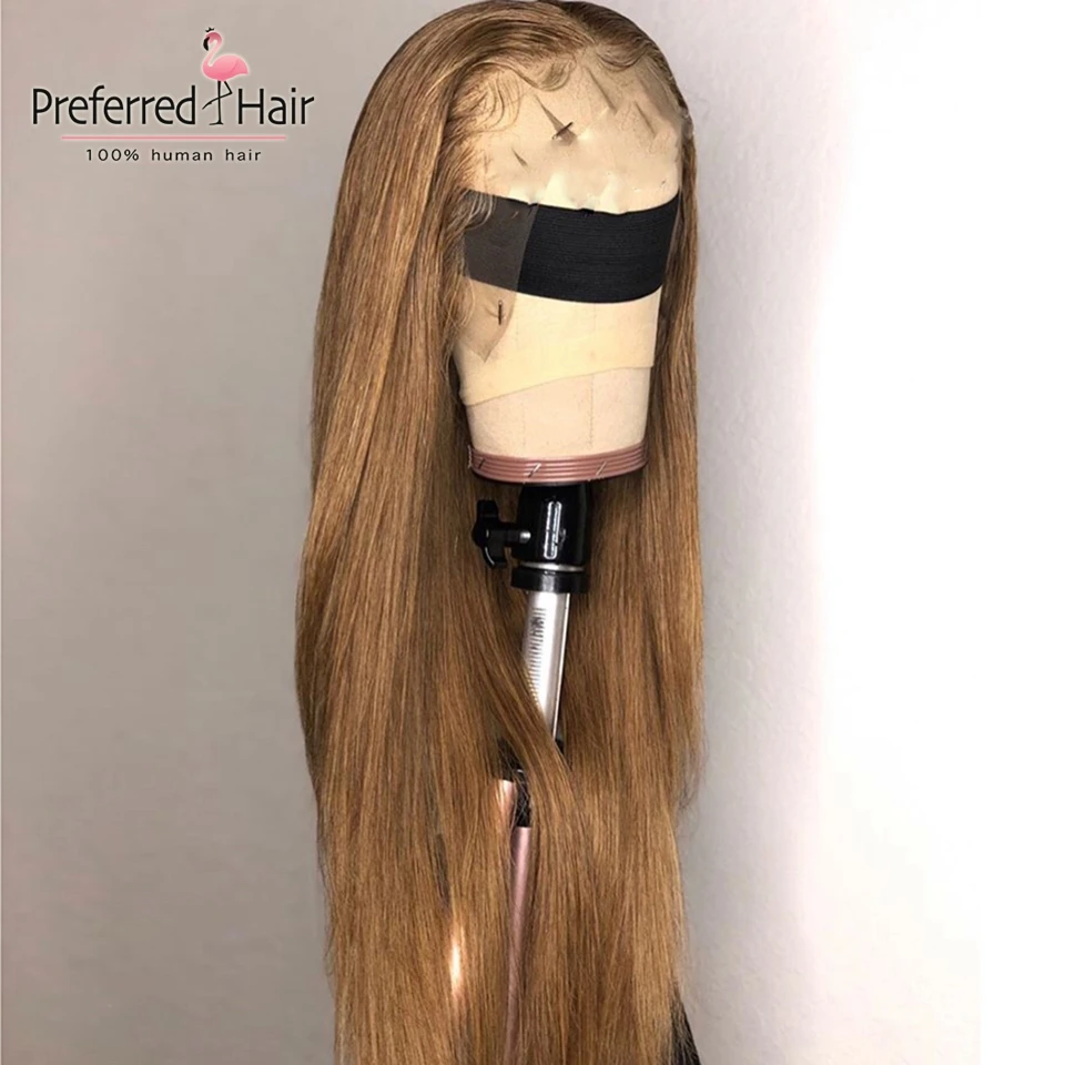 Предпочтительным прямой парик натуральный Цвет Glueless 13x6 Синтетические волосы на кружеве натуральные волосы парики предварительно выщипать волосяного покрова бразильский парики для черный Для женщин