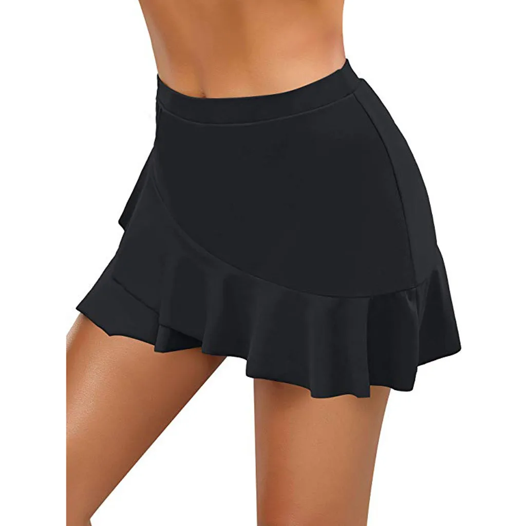 Женское бикини танкини юбка для плавания с карманами короткое пляжное платье