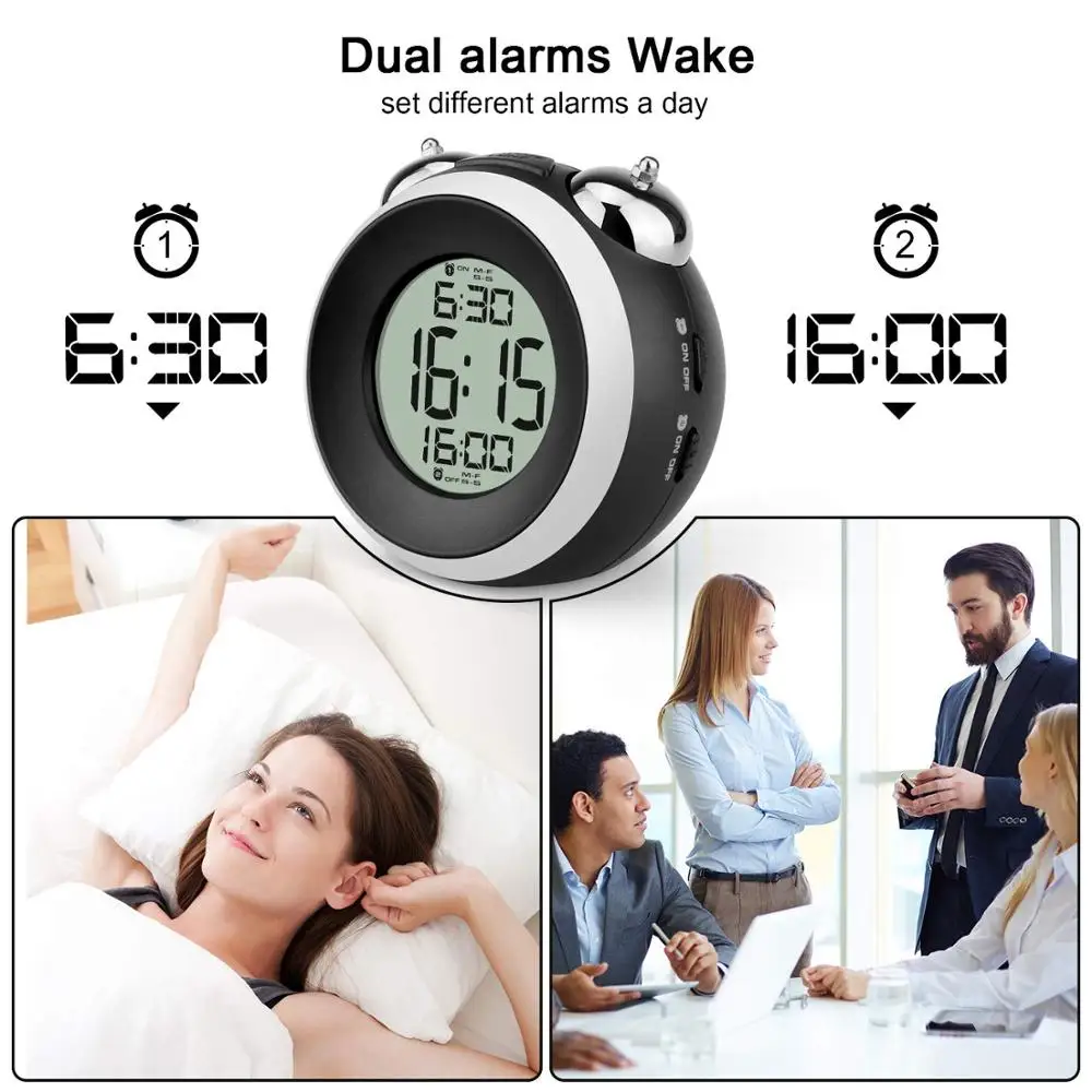 Battery Operated Digital Clock Ryhor-K Loud Alarm Clock for Heavy Sleepers 