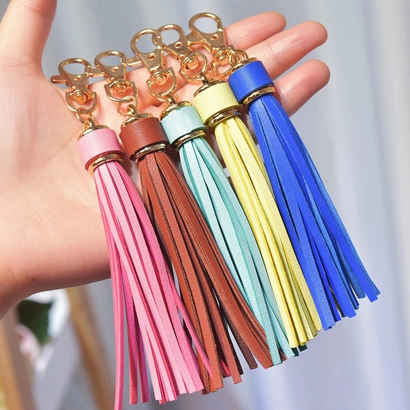 Accessories For Bags Tassel KeyChain Women Cute Tassel Hanging Pendant PU Leather Tassels Car