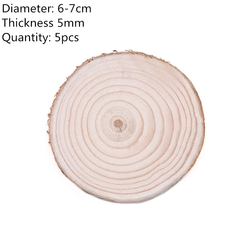 5pcs 6-7cm 3-12 см толстые натуральные сосновые круглые необработанные деревянные ломтики круги с деревом коры бревна диски DIY ремесла Свадебная вечеринка живопись Декор - Цвет: 5pcs 6-7cm