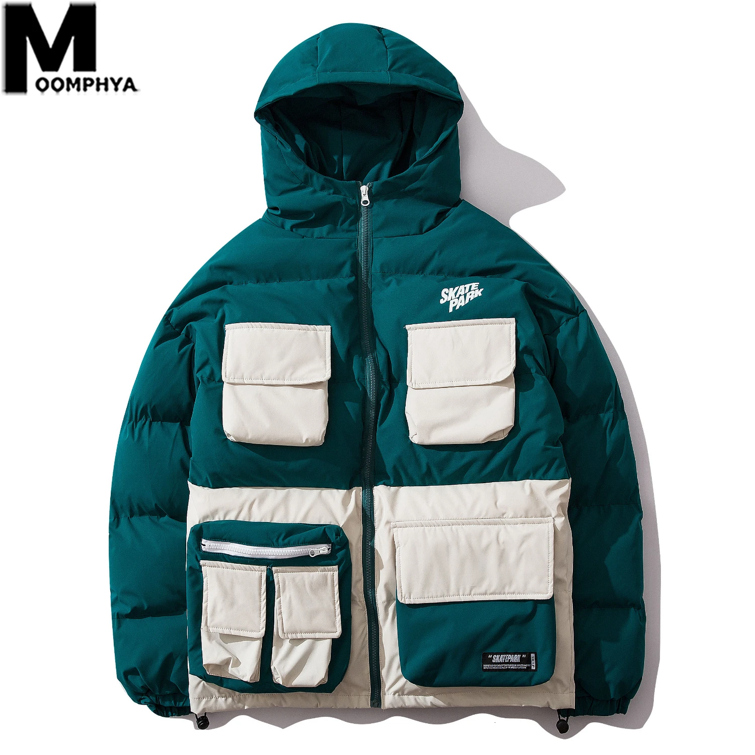 

Moomphya Multi Pockets Hooded Parka Jacket Men Winter Streetwear Outwear Men's Winter Jacket 2019 New Warm Windbreaker Coat Men