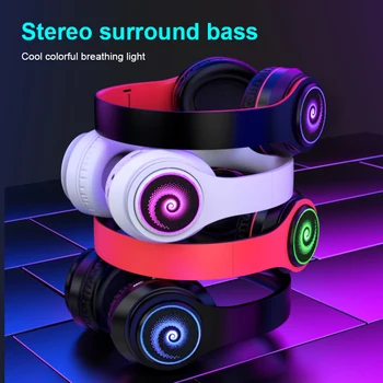 

B39 LED Colorful Breathing Lights Portable Folding Built-in FM Wireless Bluetooth Headphones With MIC Support TF Card Mp3 Player