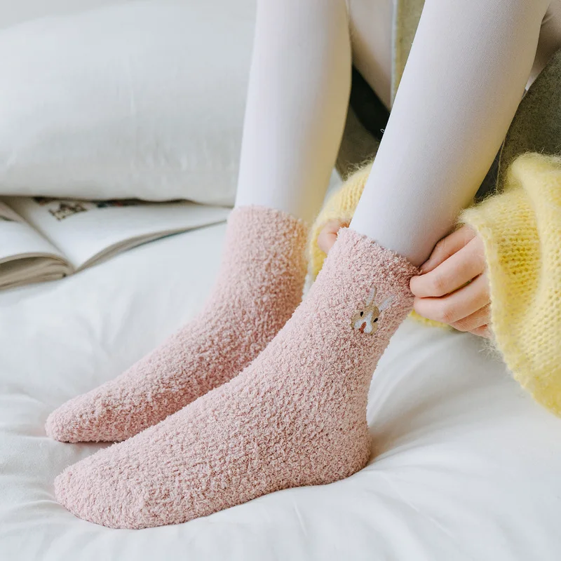 Dreamlikelin, японский стиль, зимние теплые носки, милые женские носки с принтом животных, Harajuku, коралловый флисовый Носок, подарки