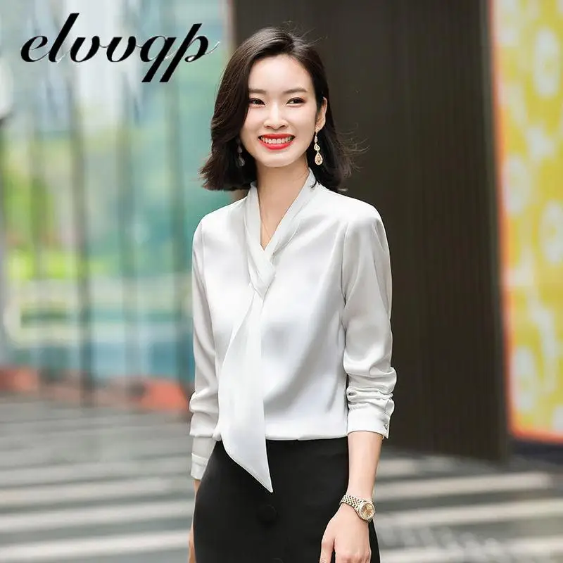 Satin Elegant Women Blouses Spring Autumn Long Sleeve Vintage Shirts Ladies Tops Workwear Fashion Blusas Button Shirts Plus Size