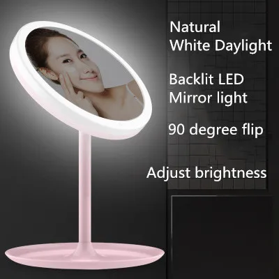 Makeup Backlit LED mirror light With Natural White Daylight vanity mirror Detachable/Storage Base 3 Modes USB Charging mirror