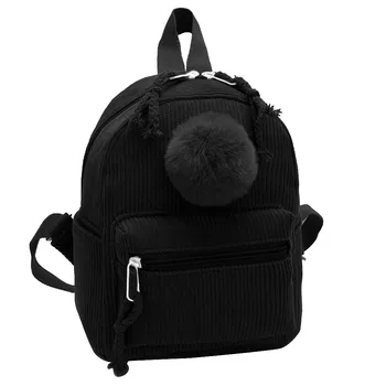 

50# Hairball Corduroy School Bags for Teenage Girls Women Backpack Travel Shoulder Bag Small Mini Backpack Mochila Rucksack