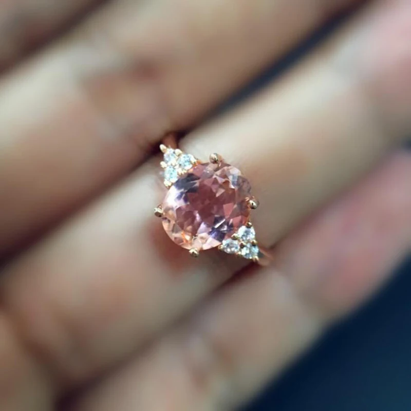 ZN Pink Oval Crystal Ring for Women Simple Style Engagement Ring Wedding Rings Jewelry Gifts womens ring