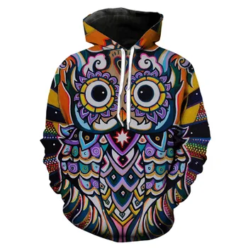 

Psychedelic Owl hoodies men 3d print hooded sweashirts/shirts/pants harajuku casual shorts funny streetwear hiphop animal hoody