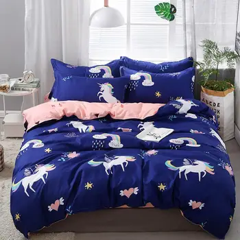 

40Home Textile 4pcs Bedding Set Cotton Couple Duvet Cover Set of Bed Linen Adult Printed Twin Bed Sheets and Pillowcases Pillow