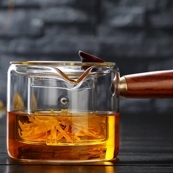 

500ml Unique Design Side Handle Pot Glass Teapots High Temperature Resistant for Home HUG-Deals